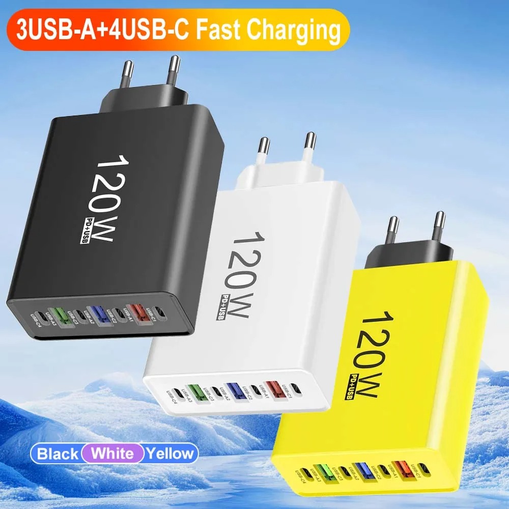 120W USB-C GaN Charger, 4-Port Fast Charging