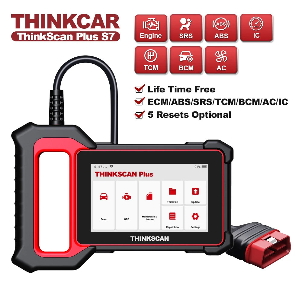 THINKCAR Thinkscan Plus S7 Obd2 Scanner Car Diagnostic Tools Automotivo Scanner Auto Diagnosis Tool DIY Code Reader 5 Reset Free
