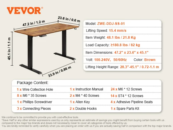 SucceBuy Electric Standing Desk Height Adjustable Standing Desk W/ Dual Protecting System High Load Capacity for Home Office