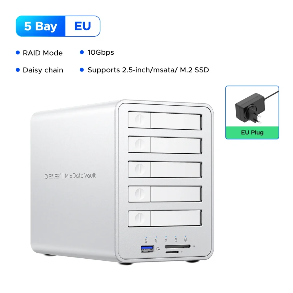 ORICO 2.5" M.2 NGFF SATA SSD All-flash Disk Enclosure With Cooling Fan Multi-raid DAS Solution for Photographer Video Editor